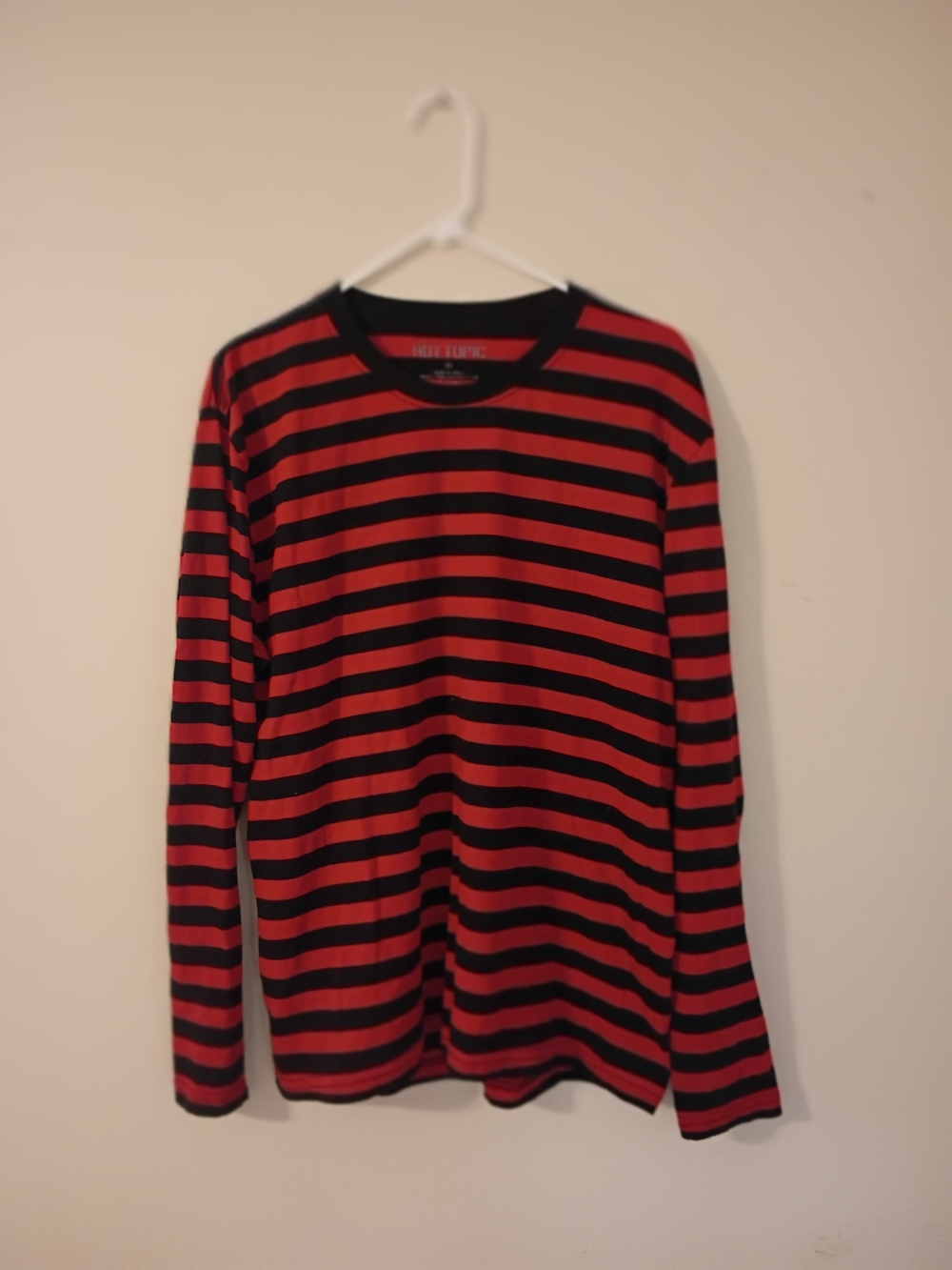 Hot Topic Red & Black Striped Long-Sleeve Tee